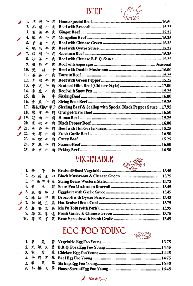 Menu – China Villa